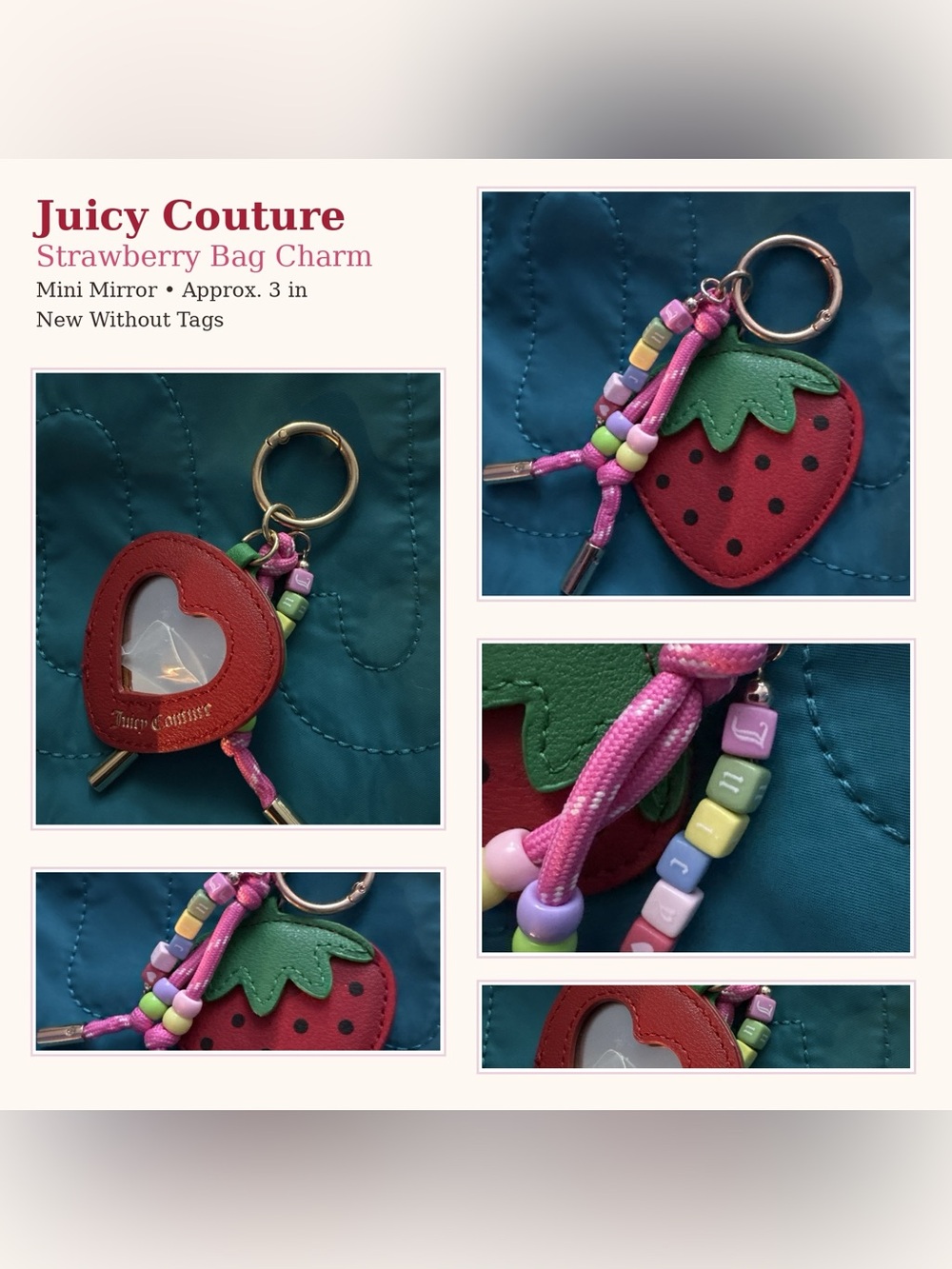 Juicy Couture Strawberry Bag Charm Mini Mirror